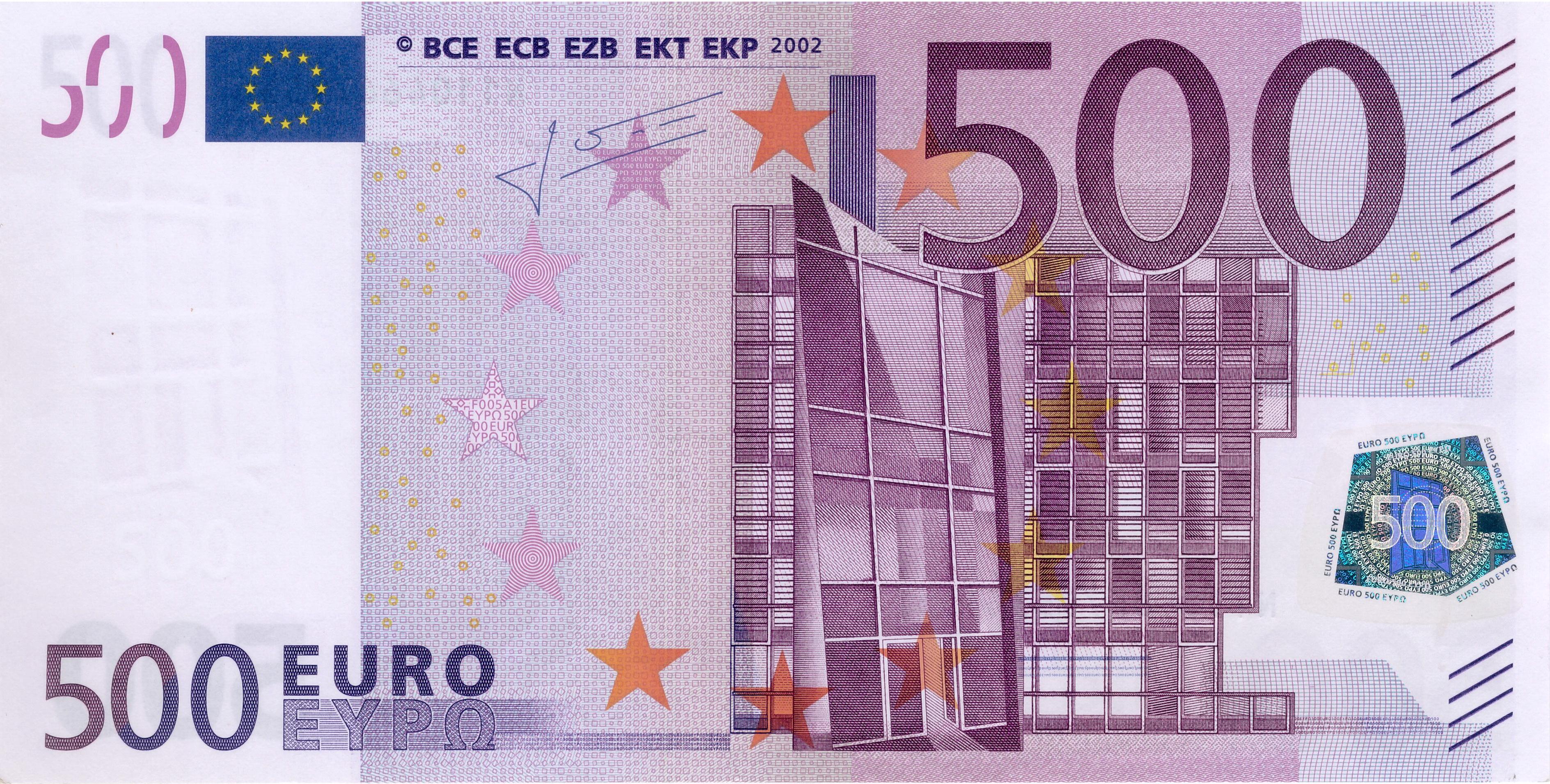 500 EURO, 2002, Séria "N", Rakúsko Tlačová doska:&nbsp;F005A1 Podpis: Jean-Claude Trichet Stav: UNC