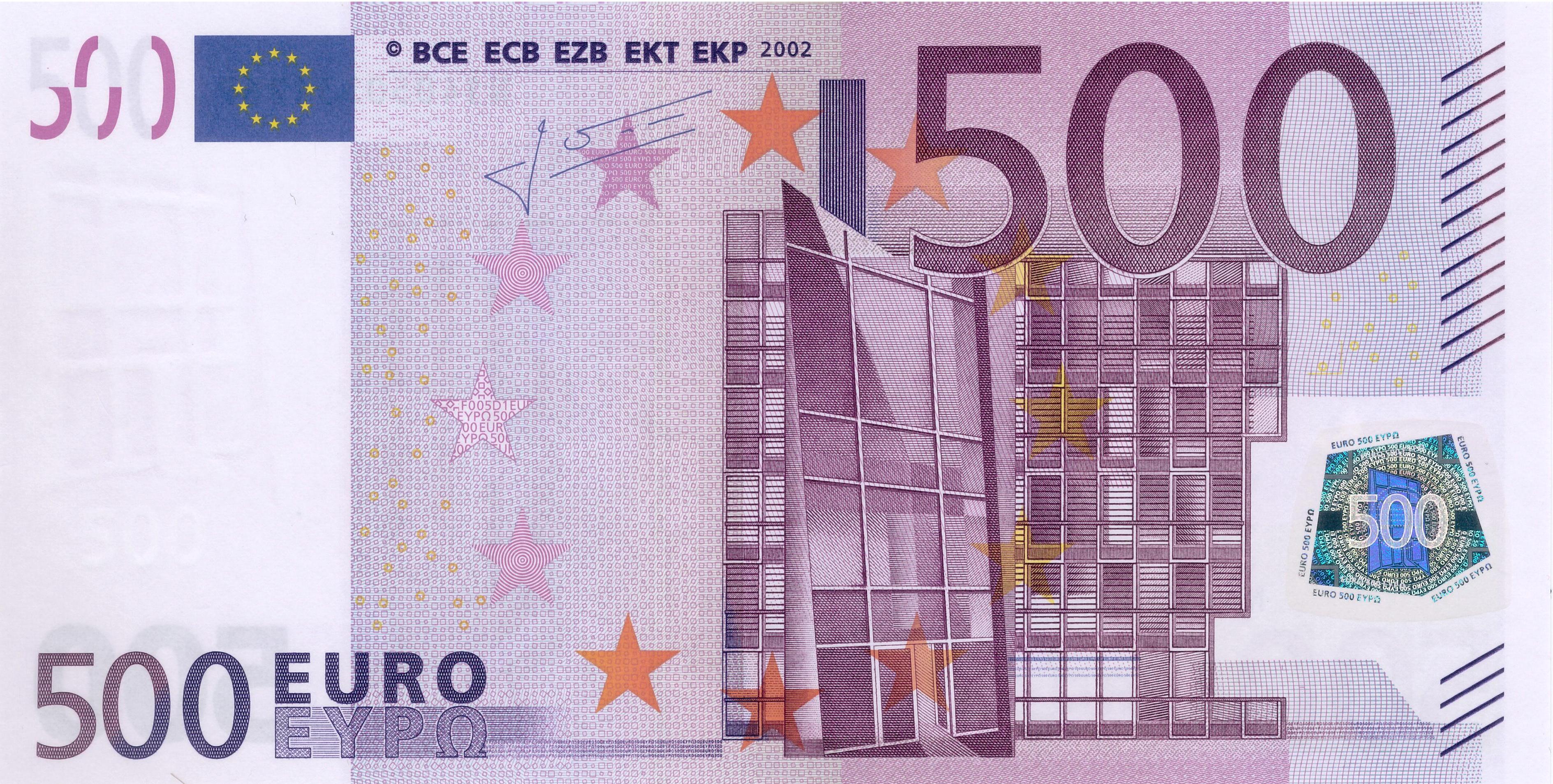 500 EURO, 2002, Séria "N", Rakúsko Tlačová doska:&nbsp;F005D1 Podpis: Jean-Claude Trichet Stav: UNC