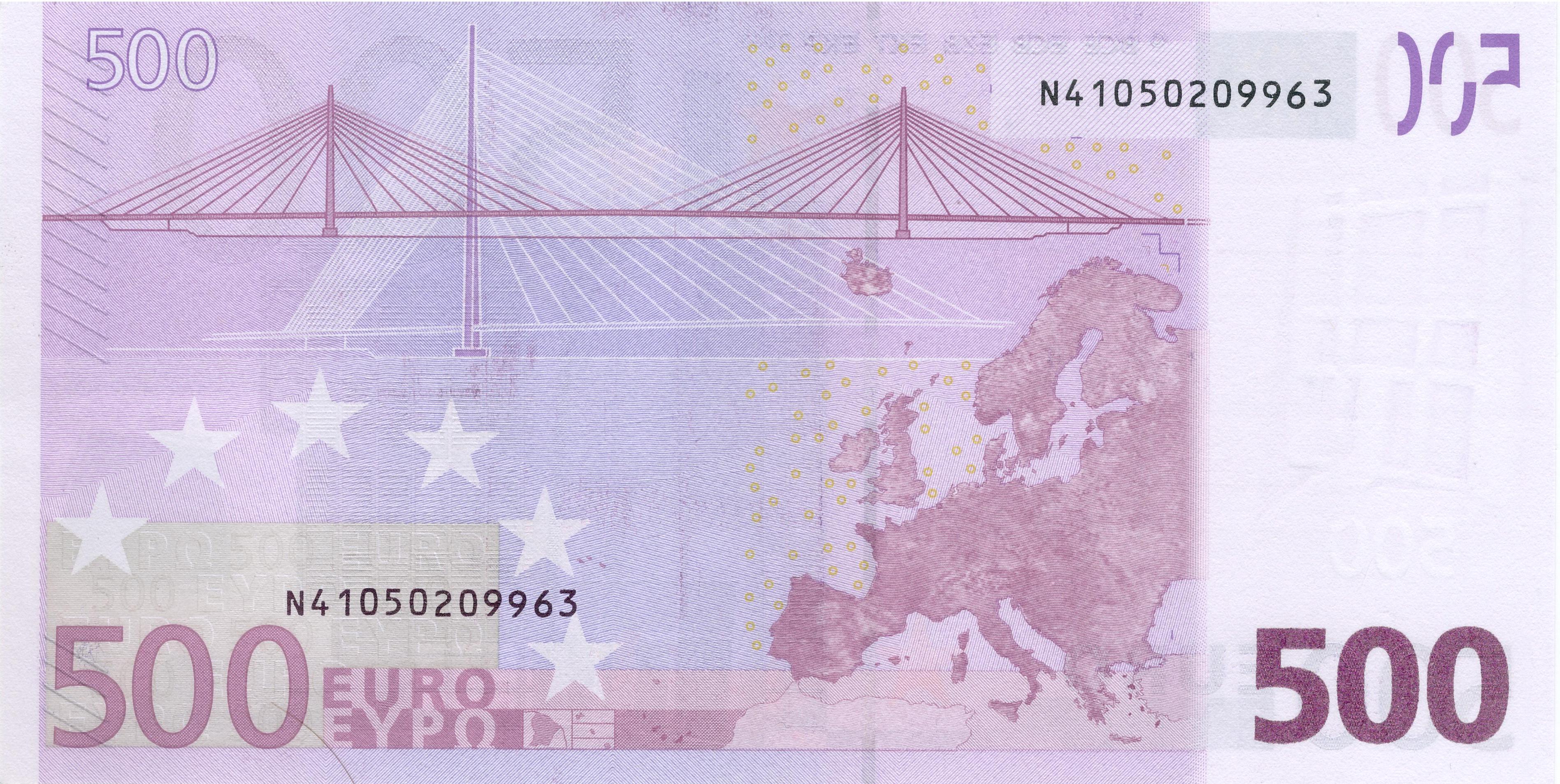 500 EURO, 2002, Séria "N", Rakúsko Tlačová doska:&nbsp;F005A4 Podpis: Jean-Claude Trichet Stav: UNC