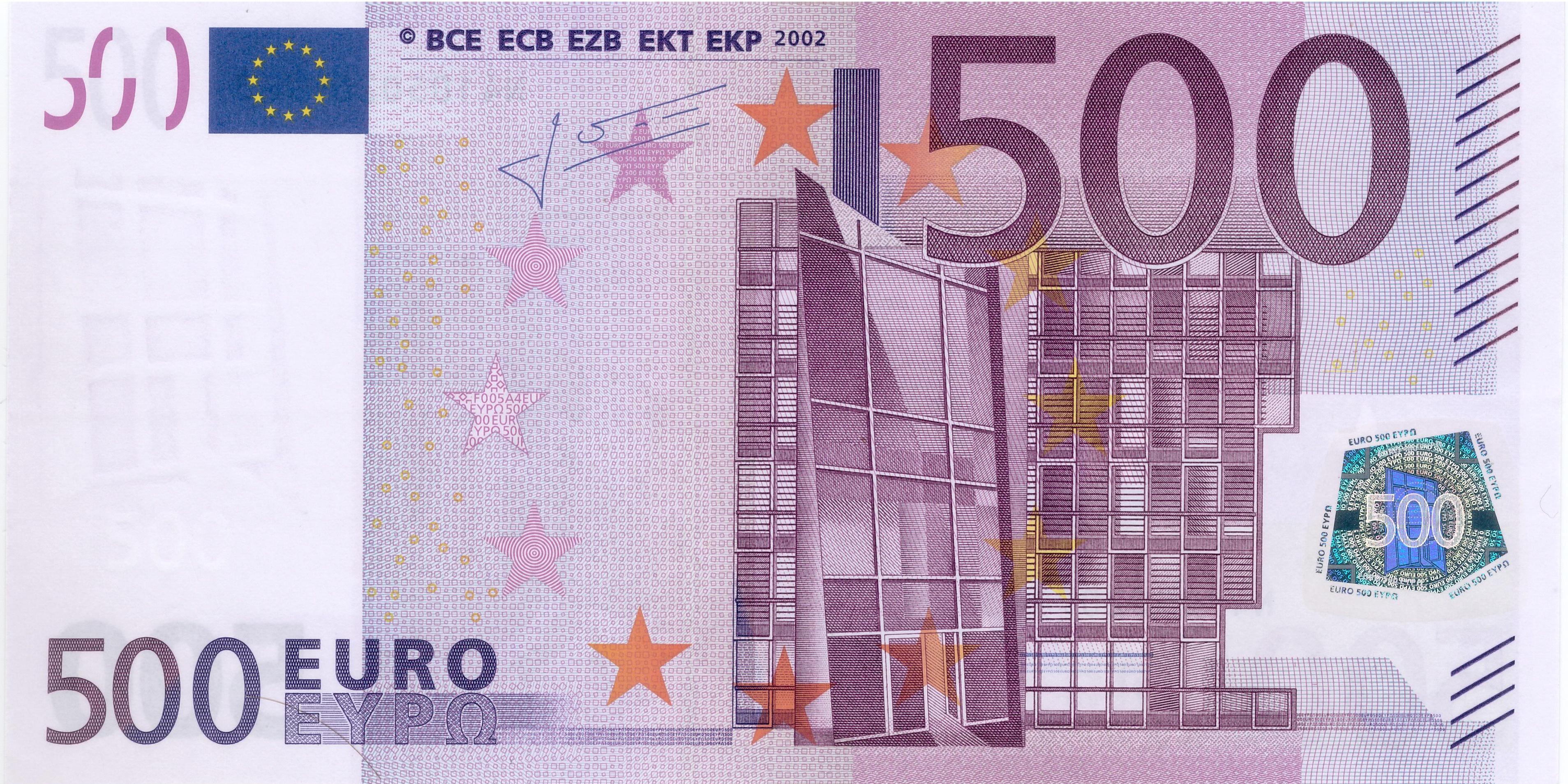 500 EURO, 2002, Séria "N", Rakúsko Tlačová doska:&nbsp;F005A4 Podpis: Jean-Claude Trichet Stav: UNC