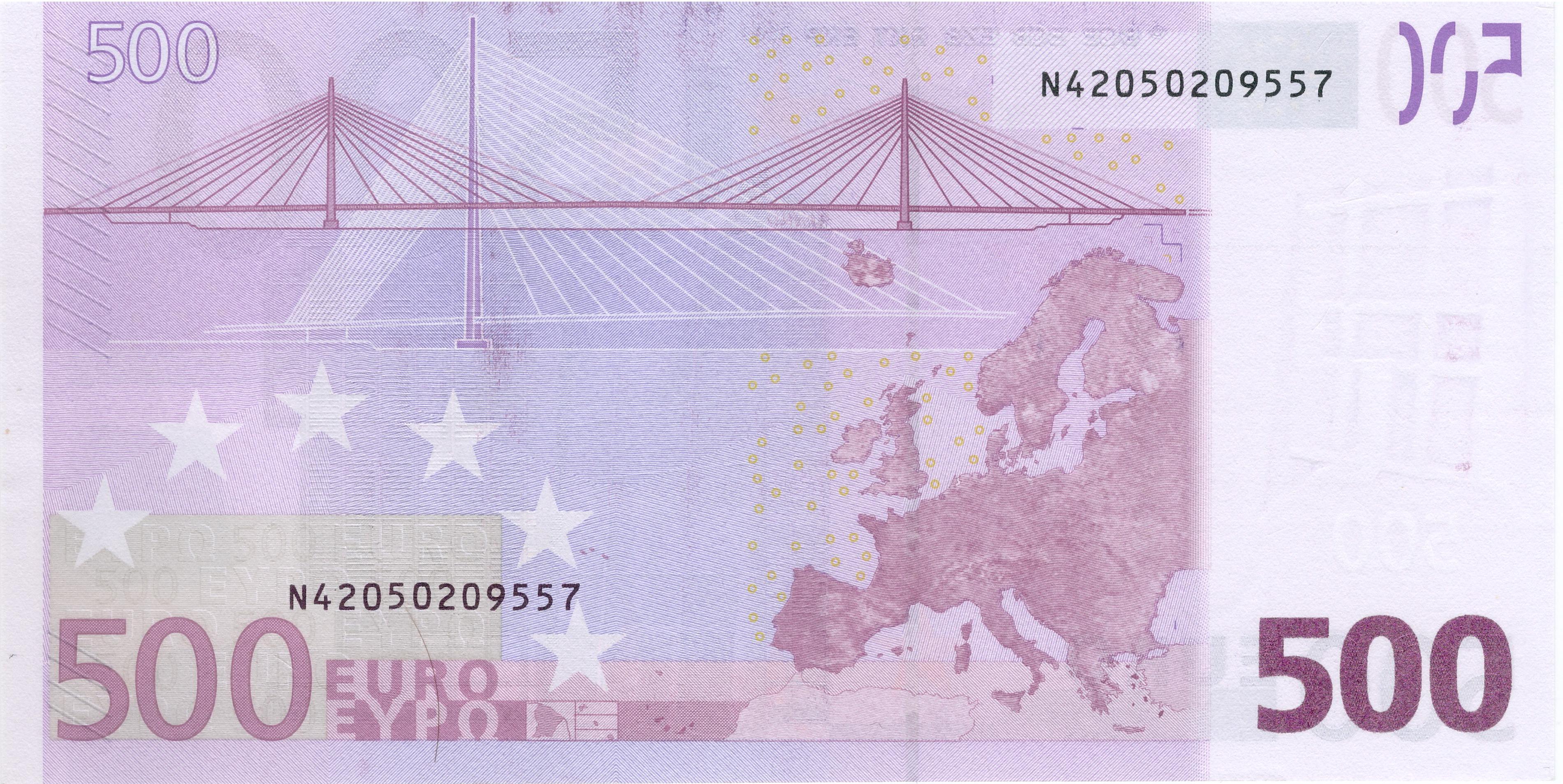 500 EURO, 2002, Séria "N", Rakúsko Tlačová doska:&nbsp;F005B4 Podpis: Jean-Claude Trichet Stav: UNC