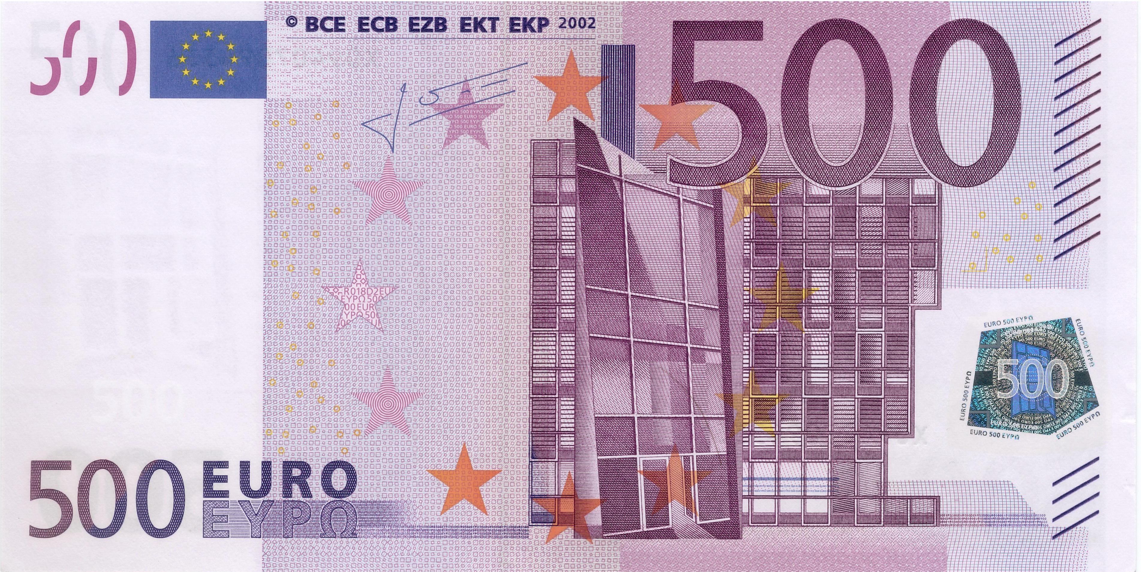 500 EURO, 2002, Séria "X", Nemecko Tlačová doska: R018D2 Podpis: Jean-Claude Trichet Stav: UNC