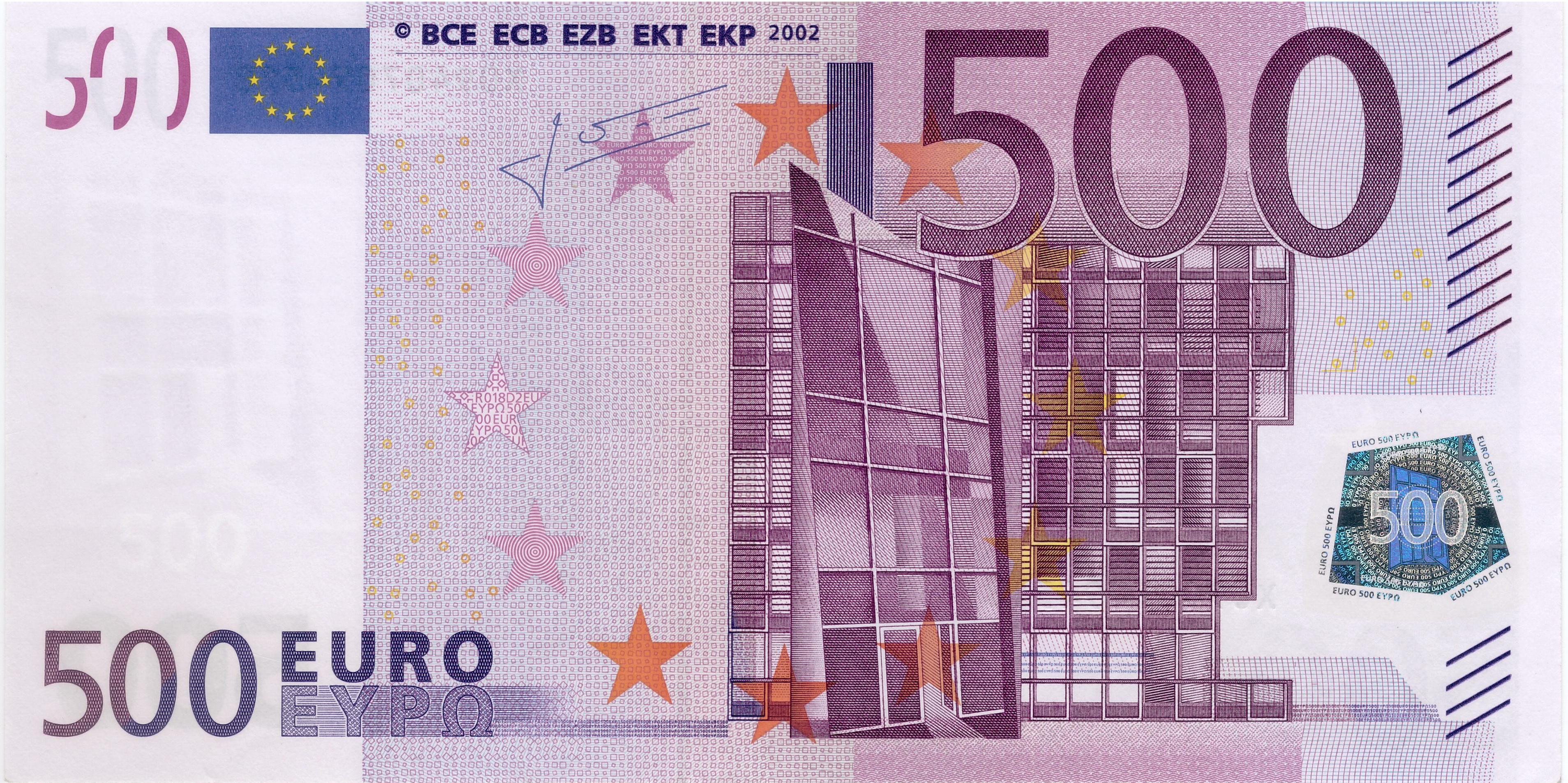 500 EURO, 2002, Séria "X", Nemecko Tlačová doska: R018D2 Podpis: Jean-Claude Trichet Stav: UNC