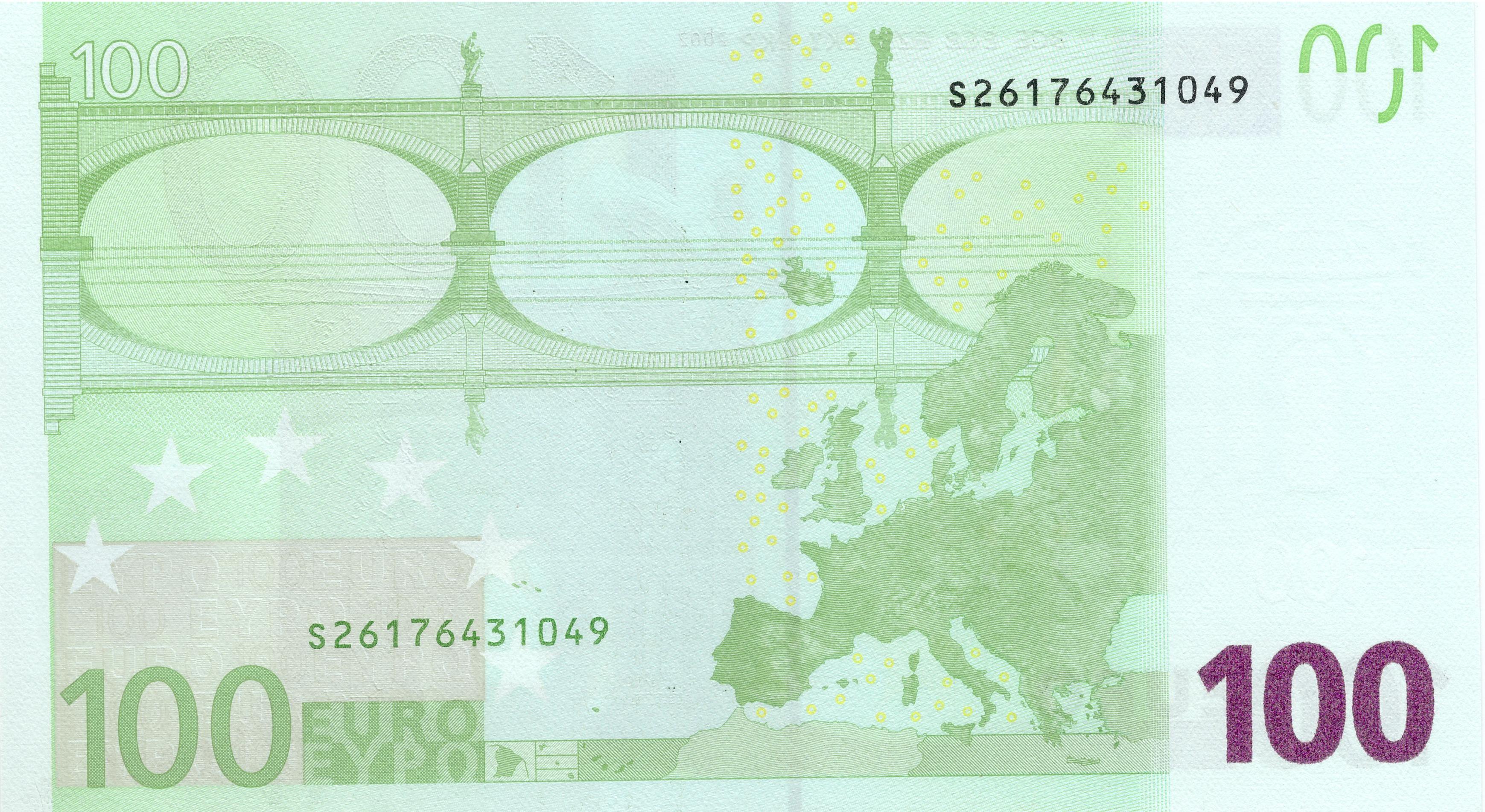 100 EURO, 2002, Séria "S", Taliansko Tlačová doska: J034F1 Podpis: Jean-Claude Trichet Stav: UNC