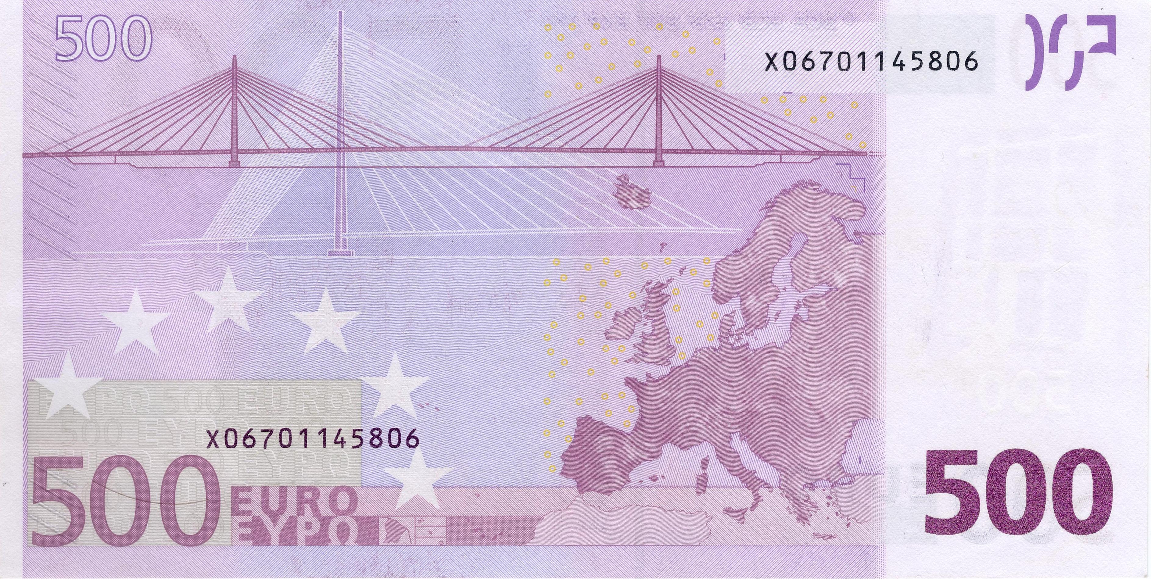 500 EURO, 2002, Séria "X", Nemecko, Tlačová doska: R013E4, Podpis: Jean-Claude Trichet, Stav: UNC