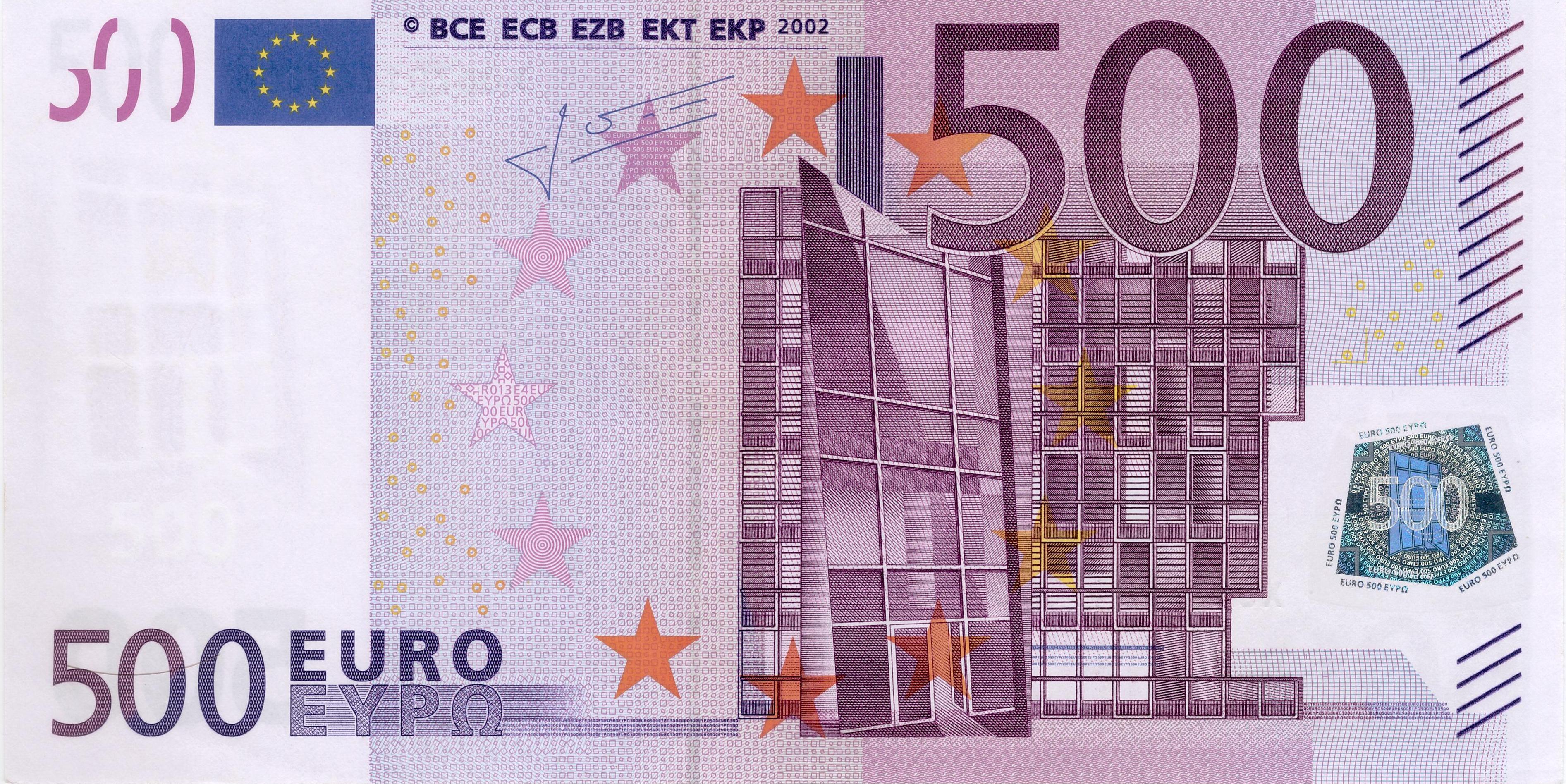 500 EURO, 2002, Séria "X", Nemecko, Tlačová doska: R013E4, Podpis: Jean-Claude Trichet, Stav: UNC
