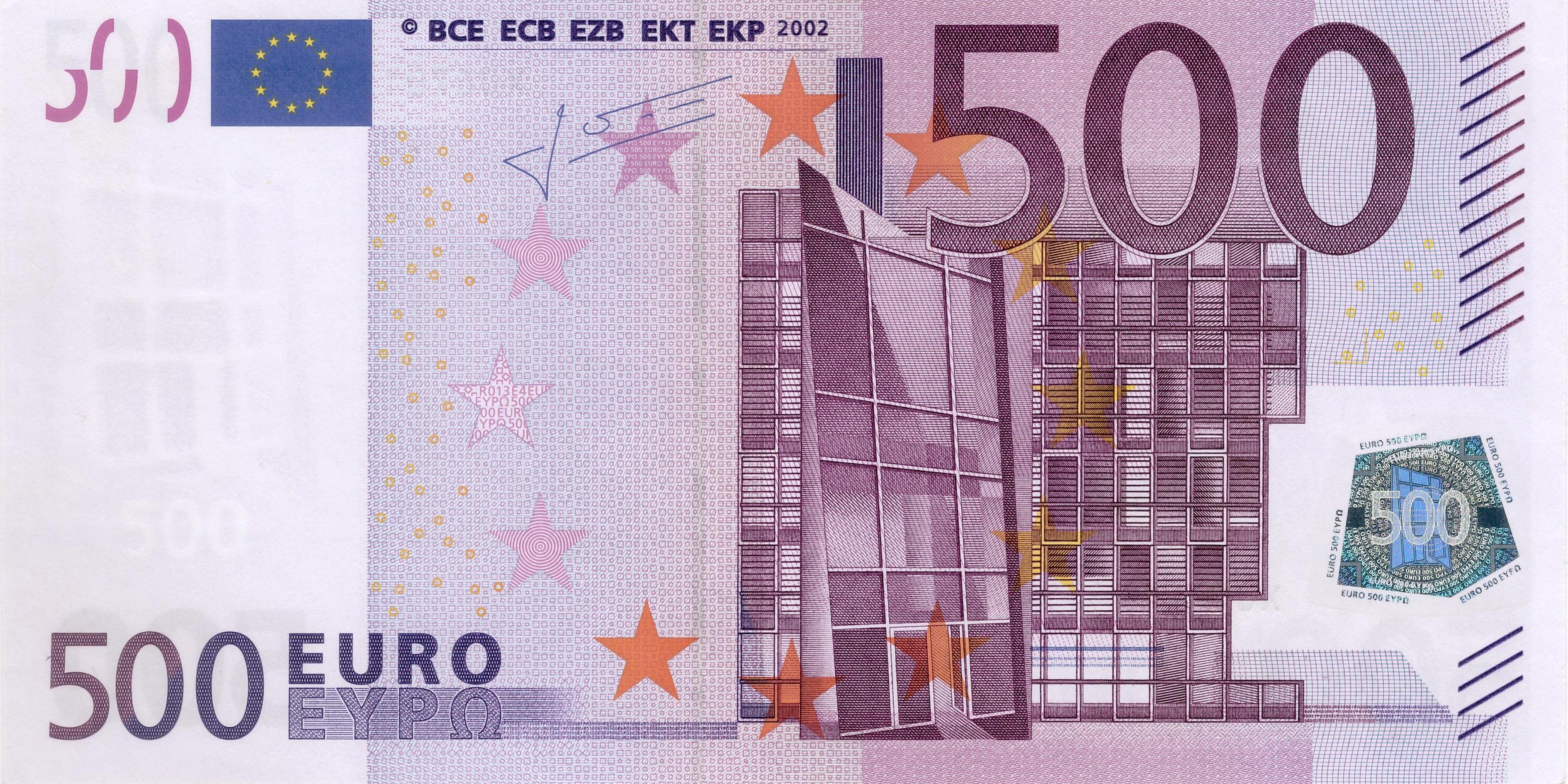 500 EURO, 2002, Séria "X", Nemecko, Tlačová doska: R013R4, Podpis: Jean-Claude Trichet, Stav: UNC