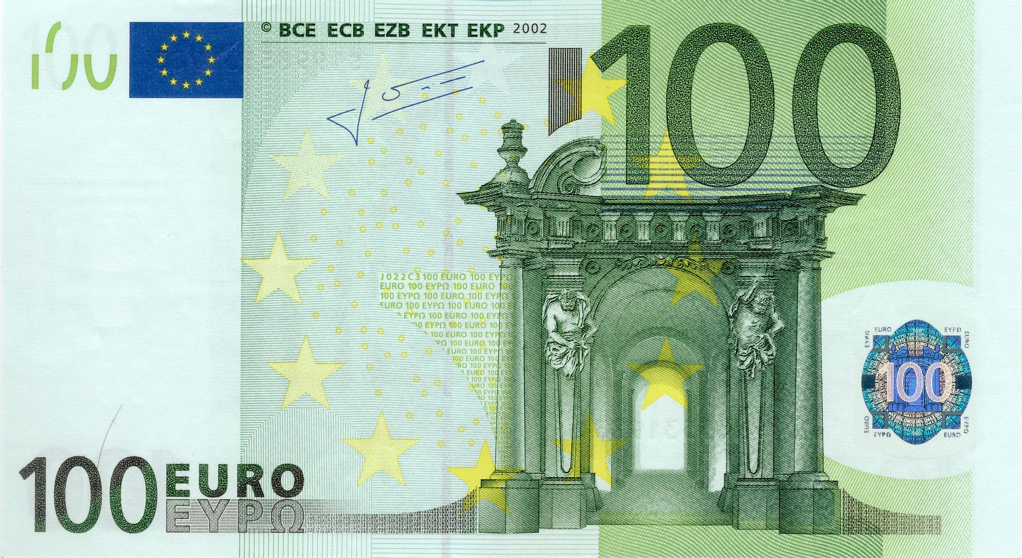 100 EURO, 2002, Séria "S", Taliansko, Tlačová doska: J000C3, Podpis: Jean-Claude Trichet, Stav: UNC