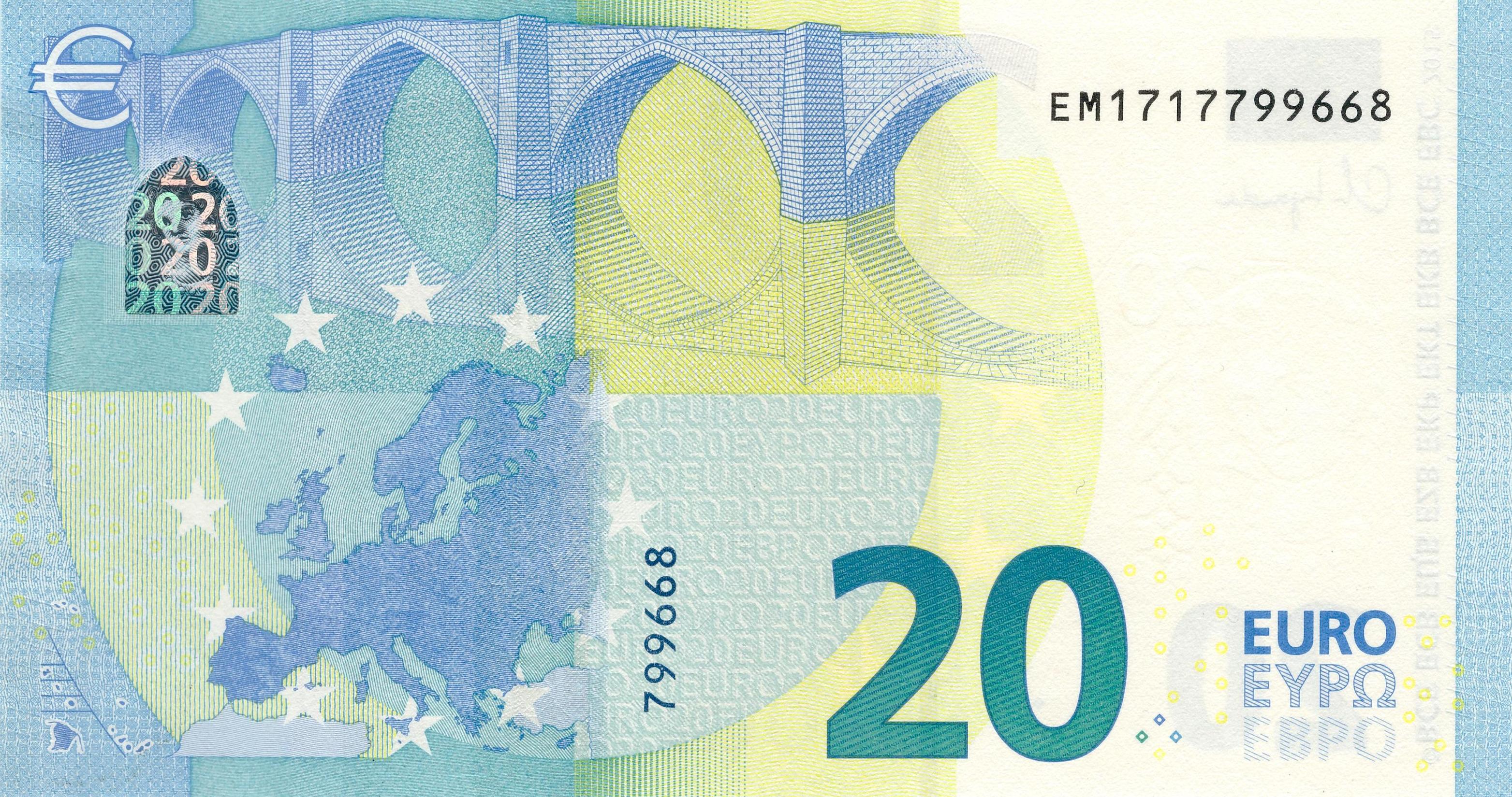 20 EURO, 2015, Séria „E“, Tlačová doska: E010I4