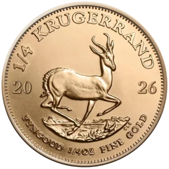 Zlatá investičná minca Krugerrand, 1/4 Oz (7,78 g) zlata, rýdzosť 22 karátov (916,7/1000), bez oficiálnej nominálnej hodnoty, ročník 2026.