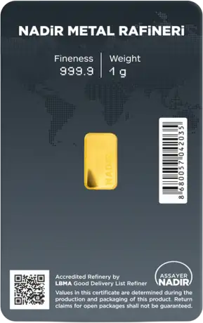 Investičná zlatá tehlička Nadir, 1 g, razená (Minted), rýdzosť 999,9/1000, Turecko