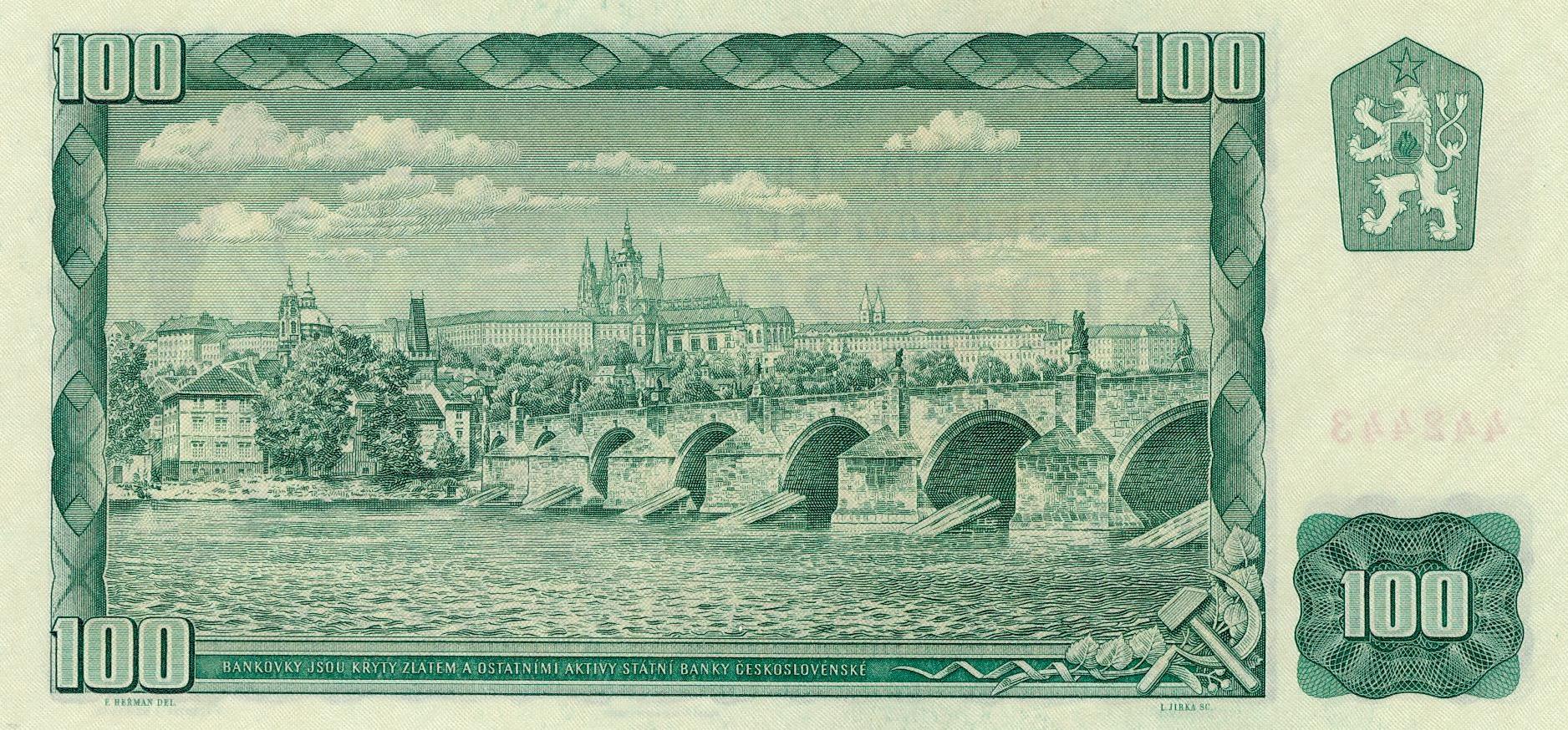 100 Sk/Kčs, 1961 kolkovaná, Séria "C50".